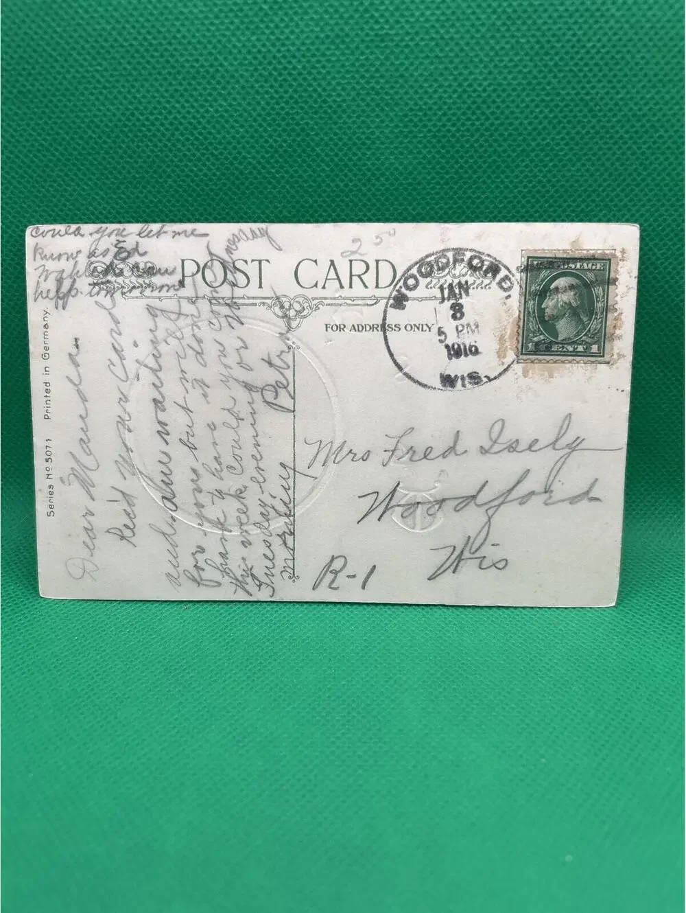 Vintage 1916 Merry Christmas Postcard with Winter Scene =box5 -box5